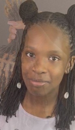 Short locs styled in half-up buns